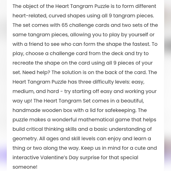 Brand New! Heart Tangram -  57 challenge cards Kubiya Games - Picture 4 of 4
